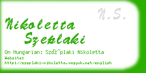 nikoletta szeplaki business card